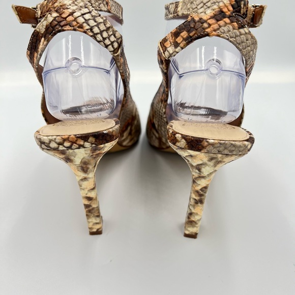 Vince Camuto Tan Snake Print Heels - Picture 5 of 5